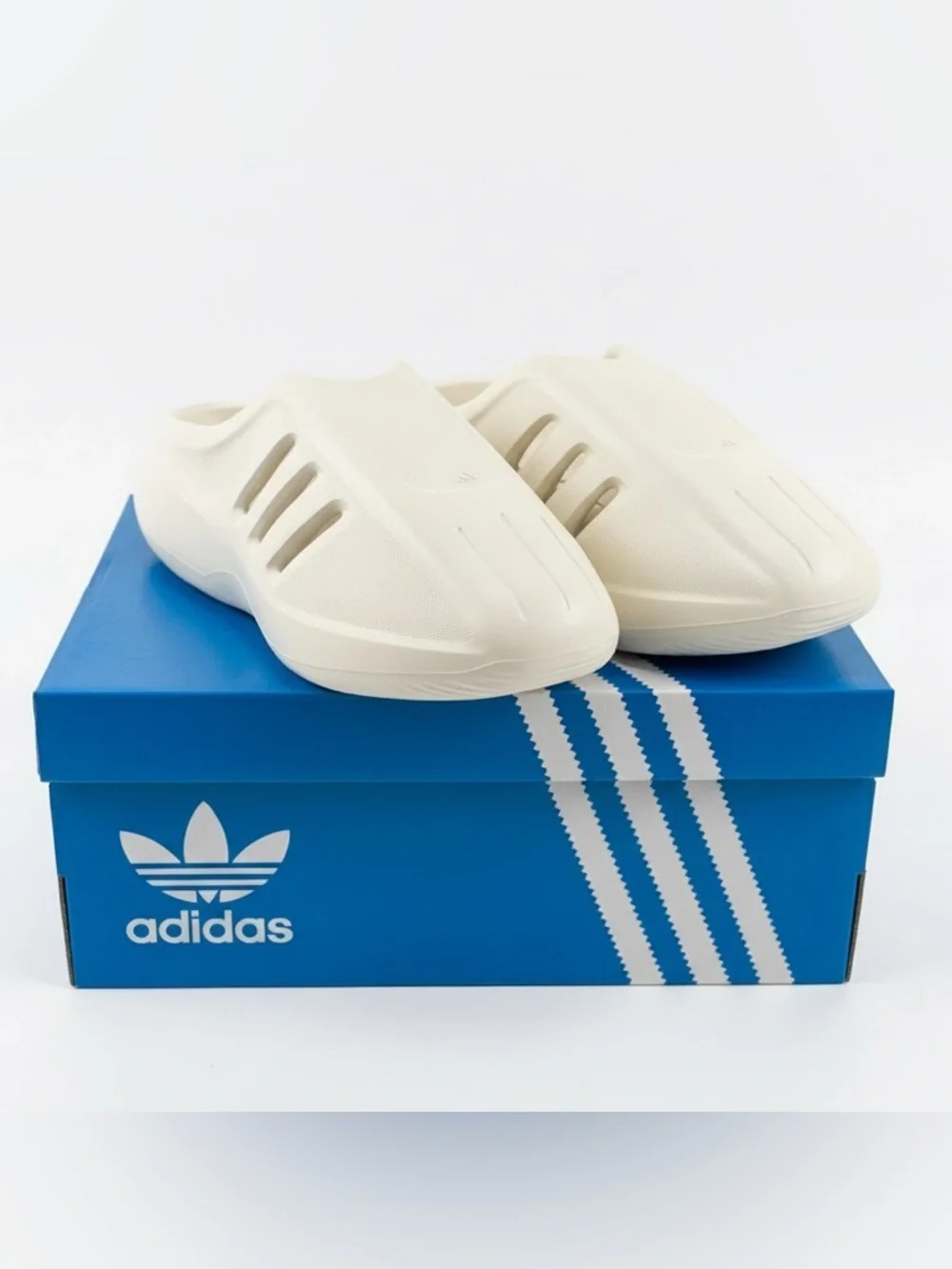 Adidas Men Adifom II Infinity Mules Size 7 Cream Slip-On Foam Clog Slides
